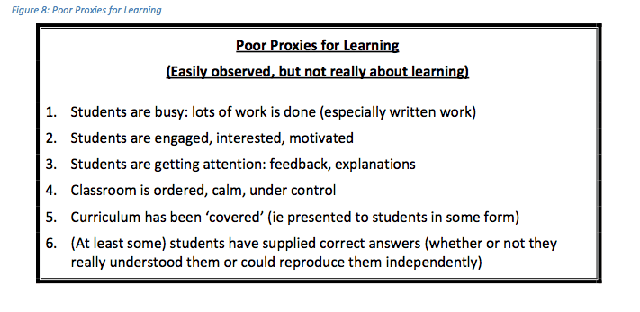 Observable proxies for student learning by @ProfCoe