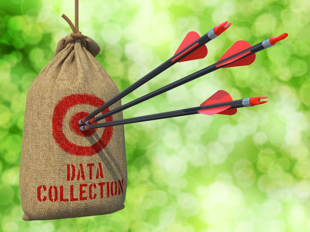 shutterstock_213807424 Data Collection - Three Arrows Hit in Red Target on a Hanging Sack on Green Bokeh Background.