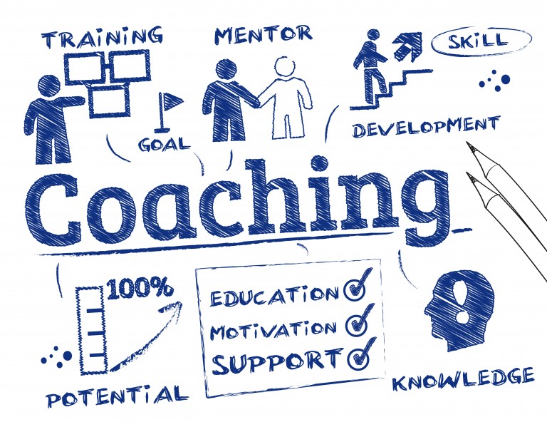 shutterstock_236067196 Coaching concept. Chart with keywords and icons