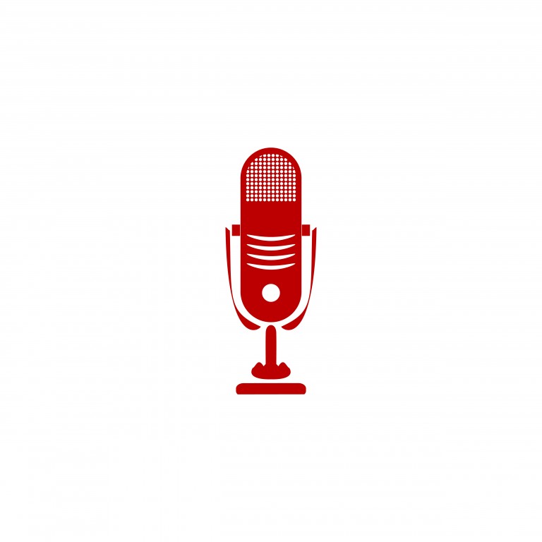 shutterstock_323932469 Simple retro microphone. Red flat icon. Vector illustration symbol