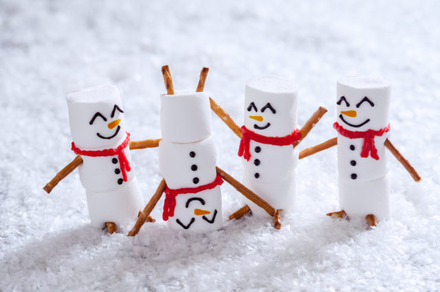 Happy Funny Marshmallow Snowmen