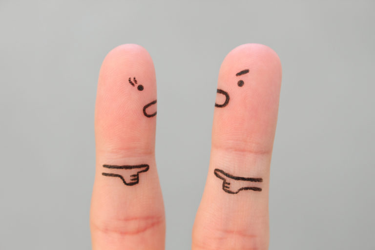 Fingers Art Of Family During Quarrel.
