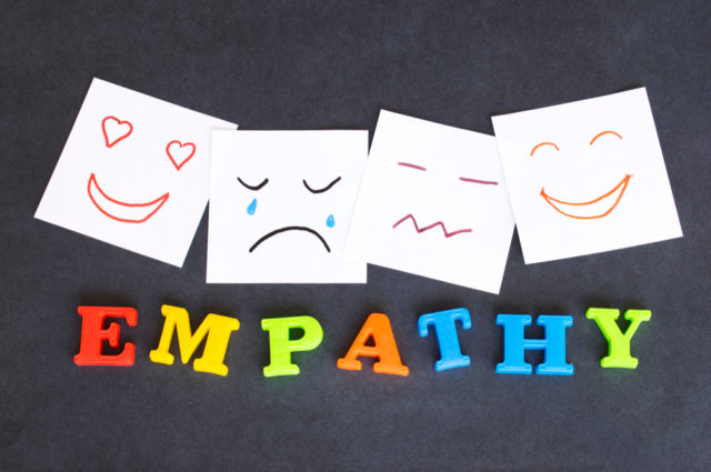 Word Empathy Made Of Colorful Letters And Funny Faces Drawn On Note