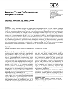 Learning Versus Performance