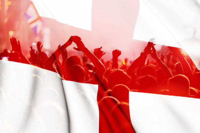 England,supporters, ,double,exposure,of,england,flag,and,football
