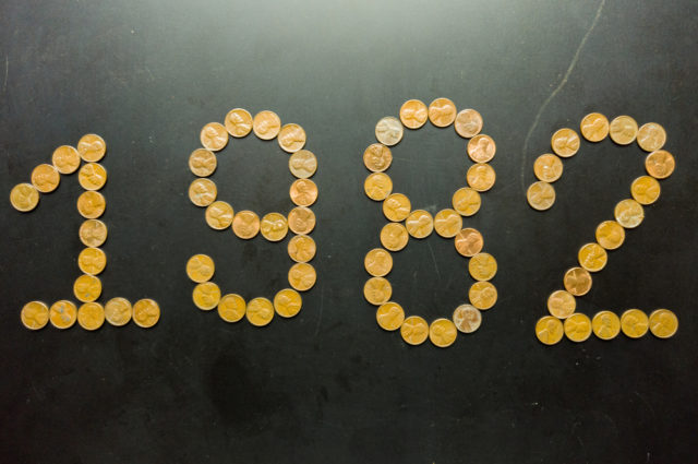 Pre,1982,pennies,arranged,as,the,number,1982