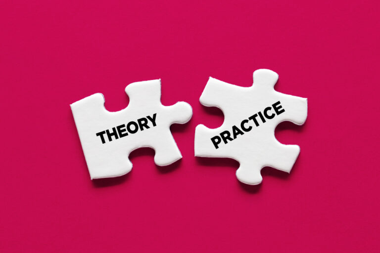 Theory,and,practice,relationship,or,connection,concept.,two,puzzle,pieces